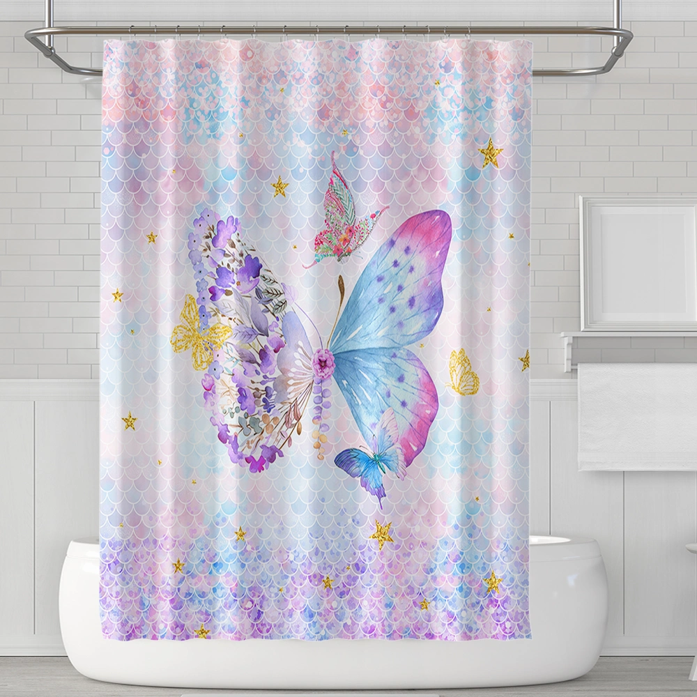 Hot Sale Waterproof Fabric Shower Curtain Polyester Bath Room Custom 3D Curtain