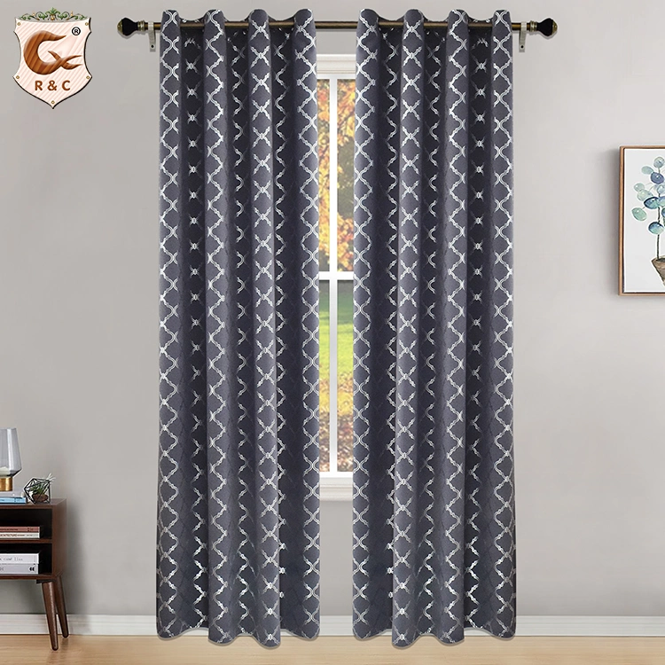 Custom High Quality Elegant Silver Blackout Drapery Fabric Window Panel Curtains for Kids Children Bedroom/The Living Room