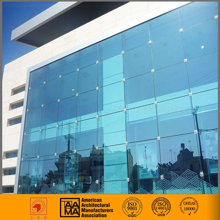 Modern Design Aluminum Tempered Tinted Full Double-Glazed Glass Curtain Wall System