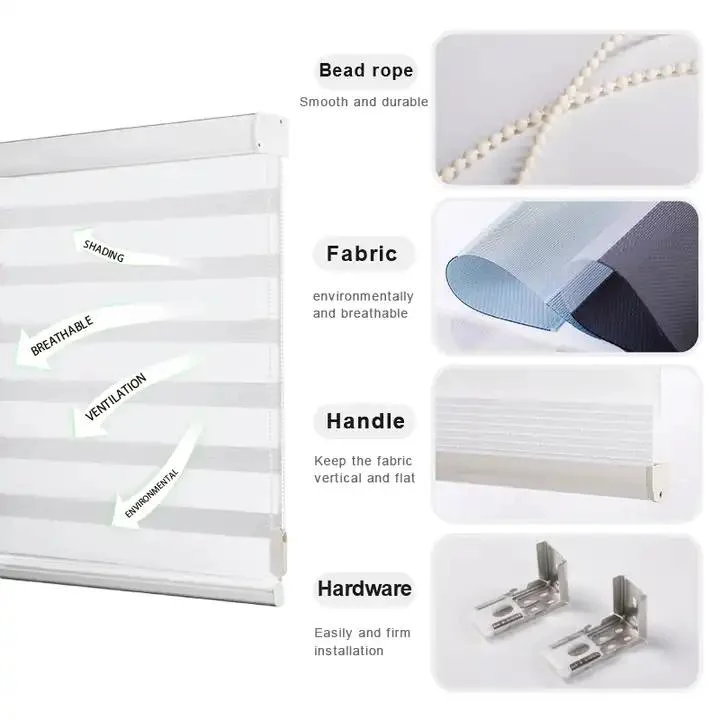 Black Color Day and Night Zebra Roller Blinds Dual Layer Shades