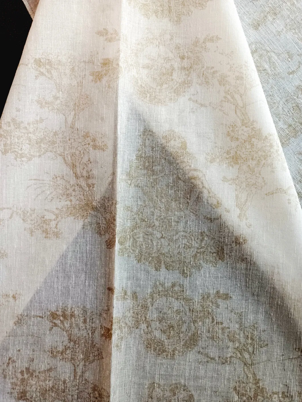 Wholesale Price100% Polyester Linen Looks Sheer Cortina Printed Windows Curtain Fabric