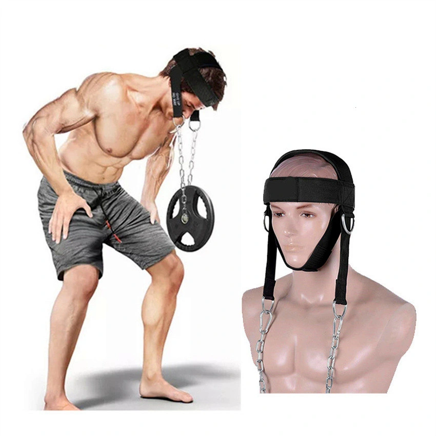 Adjustable Strap Body Building Neoprene Head Harness Weight Lifting Strap with Chain with Adjustable Straps