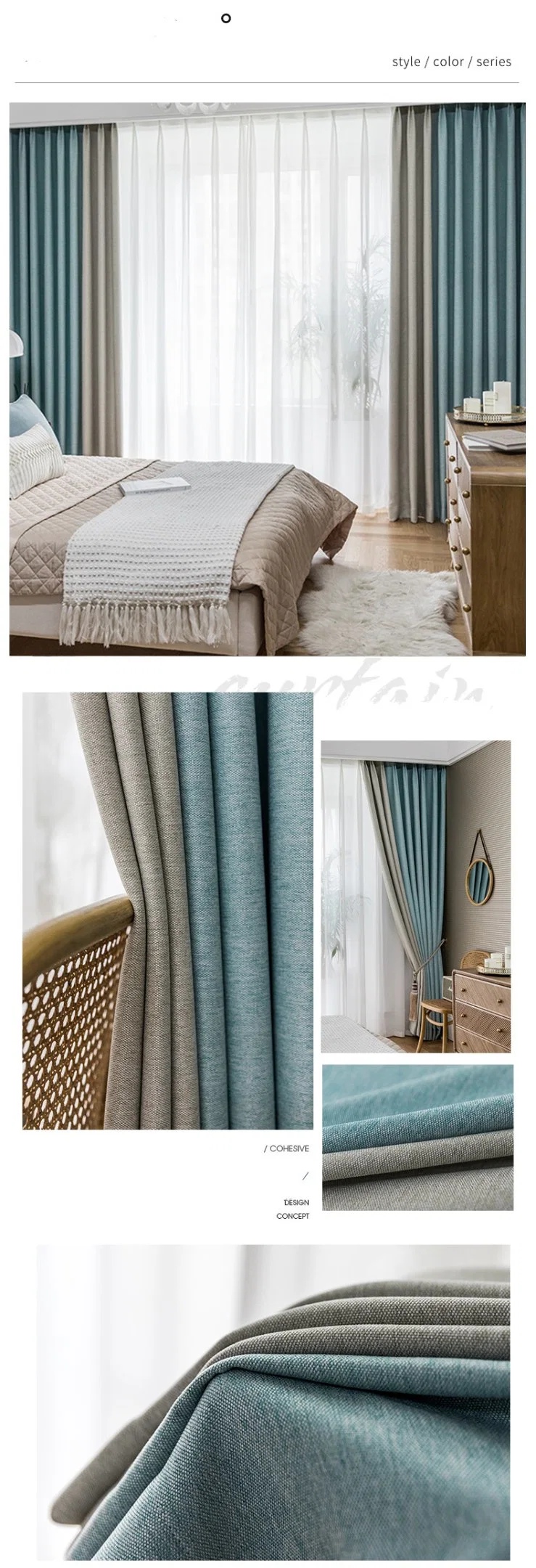 Velvet Linen Curtain Cloth Bedroom Living Room Full Shading Bay Window Simple Modern 2022 New Thickened Cloth