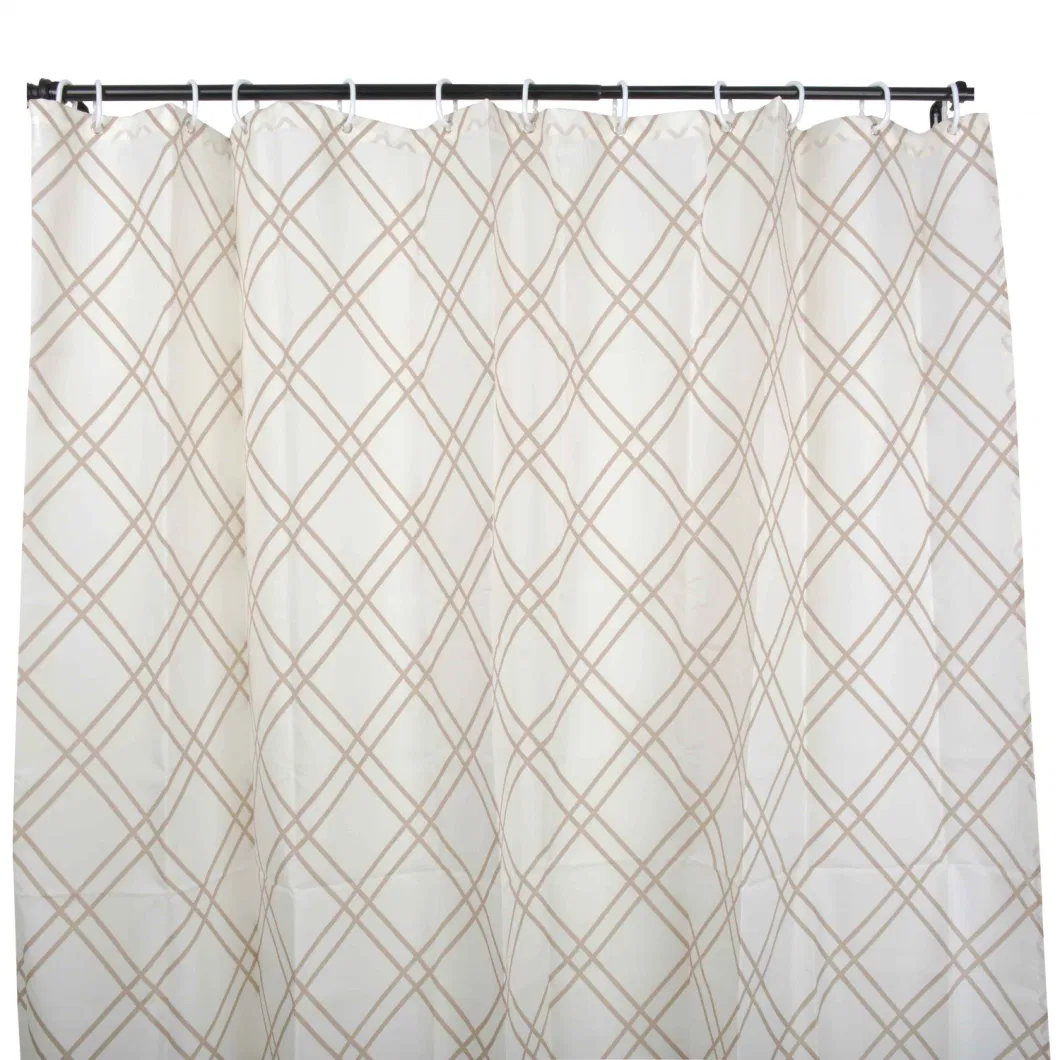 Modern Simple Lattice Style 100% Polyester Bathroom Shower Curtain for Home Decor