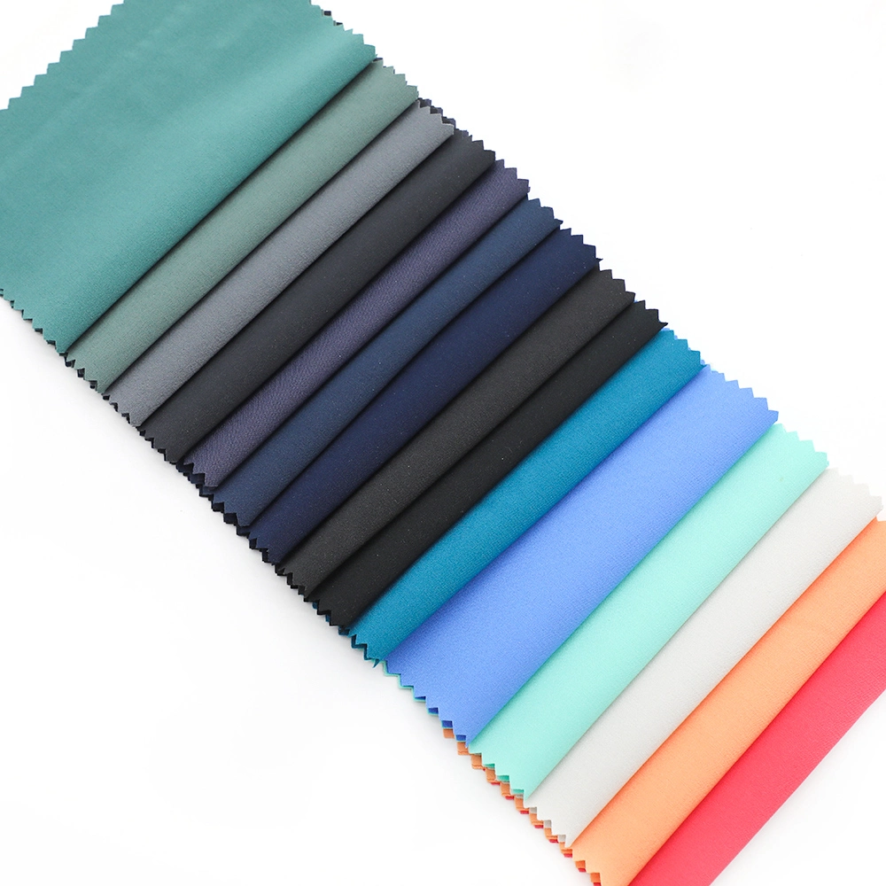 Recycle Woven Wr Waterproof Breathable Outdoor Stretch Polyester Spandex Plain Weft Twist Fake Memory Jacquard Garment Fabric for Coat Jacket Uniform