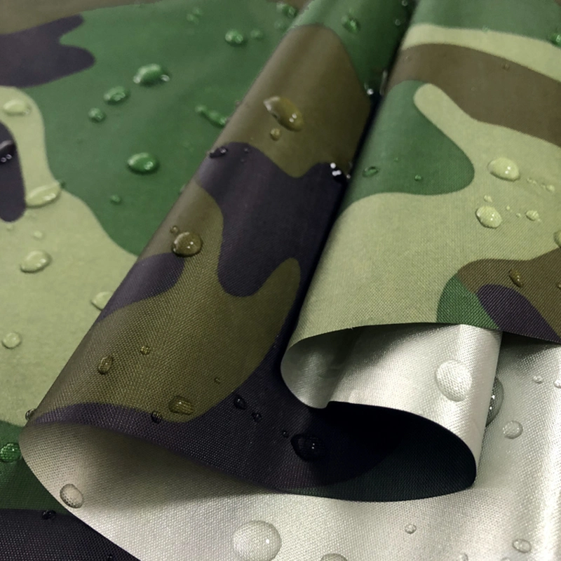 290t Polyester Taffeta Printed Camouflage Fabric with Waterproof Transparent or Silver PU Coating for Uniform, Tents and Back[Ack