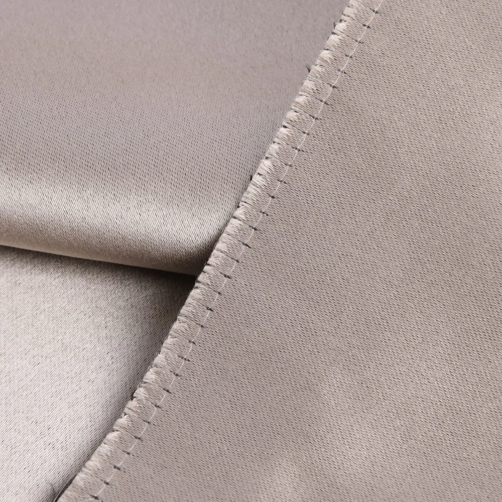 Factory Sale 100% Polyester 230GSM Solid Color Blackout Thick Satin Curtain Fabric