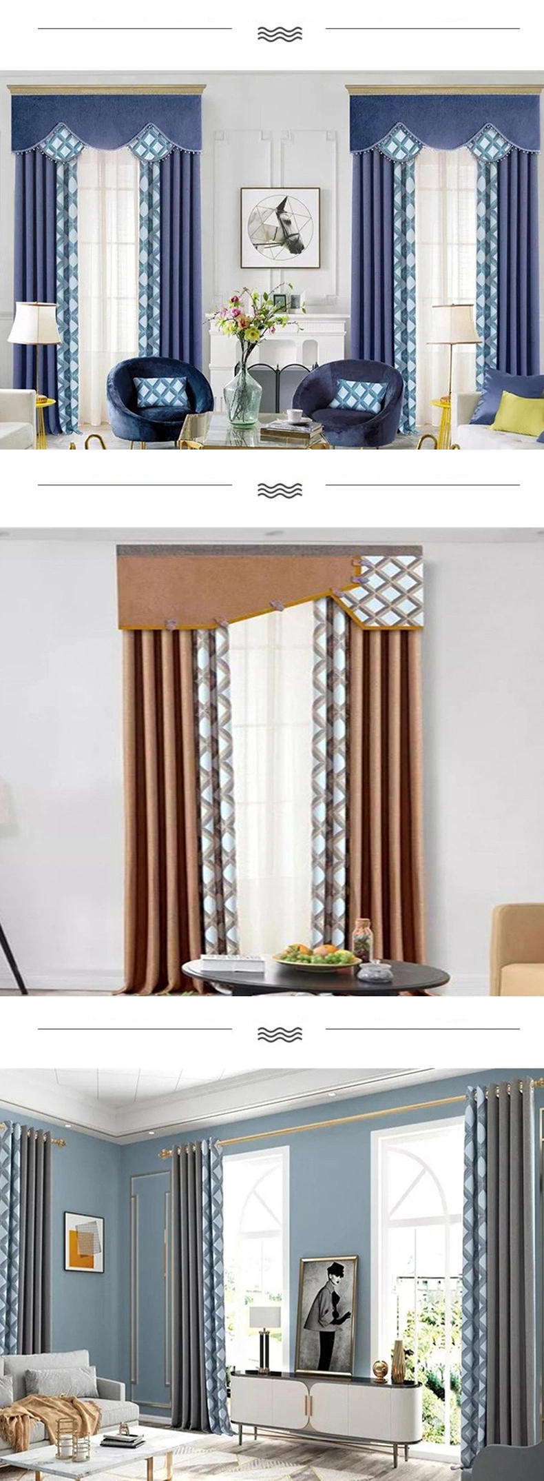 Manufacture Cheap Promotional Brown Hotel Linen Floral Printed Curtain