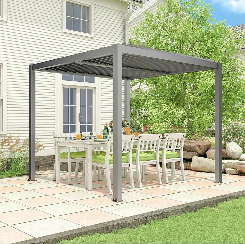 Modern Outdoor Aluminium Pergola with Curtains for Garden Use