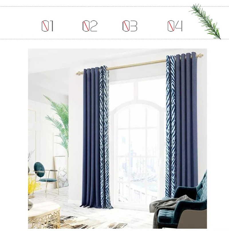 Manufacture Hot Sale Blue New Product Floral Printed Curtain Blackout