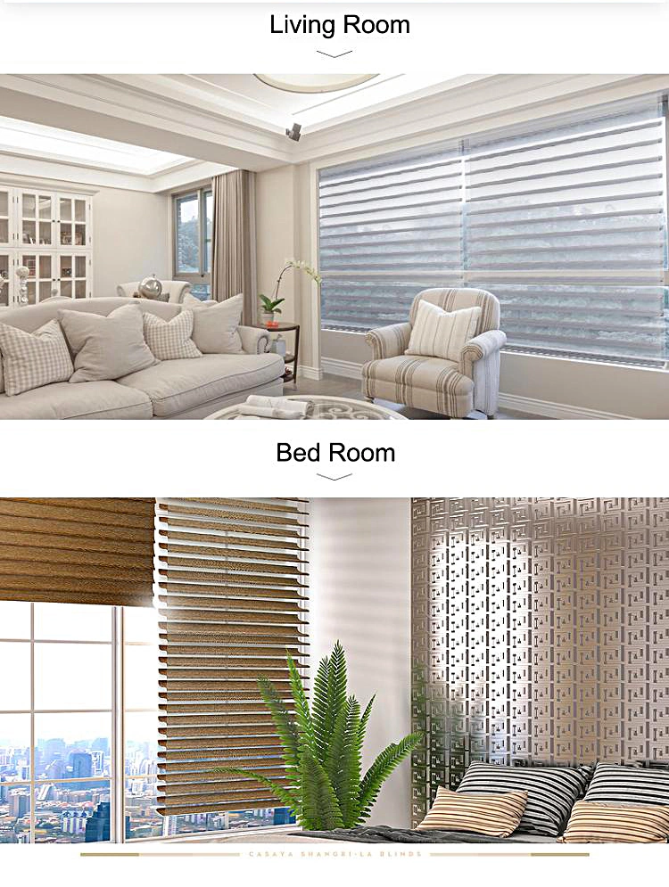 100% Polyester European Style Zebra Blinds Two Layer Roller Blinds