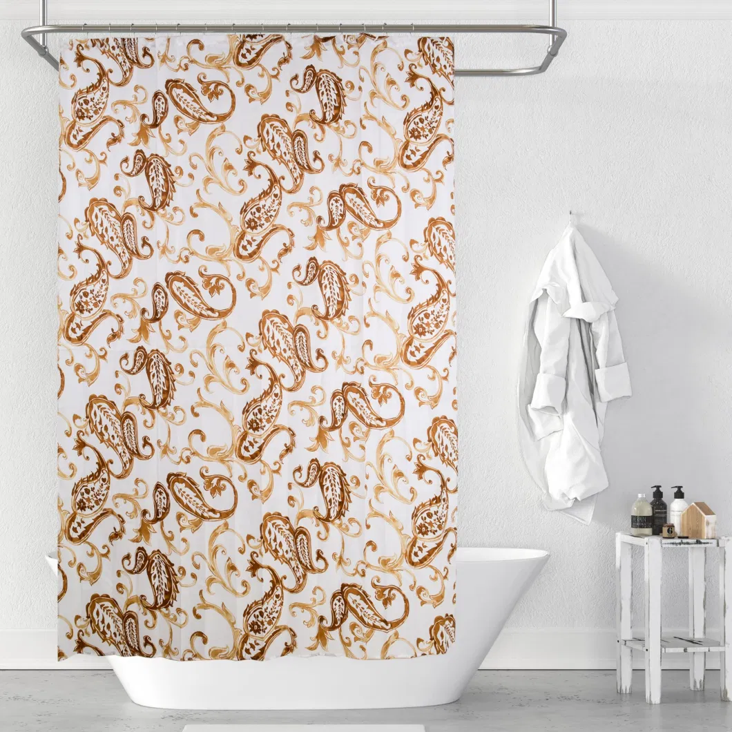 Bathroom Shower Curtain Set 100%Polyester Fabric Waterproof Curtains for Toilet with 12PCS Hooks