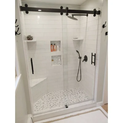 Wholesale Tempered Glass Designed Semi-Framed Bathroom Products Sliding Shower Door Glass Enclosure