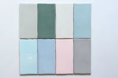 75X150mm Green Wave Sides Bathroom Feature Wall Tiles 3X6 Inch