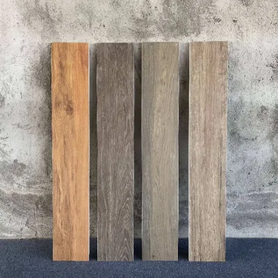 Wood Plank Look Porcelain 15X80 Grey Wooden Glazed Ceramic Floor Tiles Factory