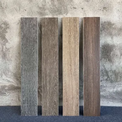Wood Plank Look Porcelain 15X80 Grey Wooden Glazed Ceramic Floor Tiles Factory