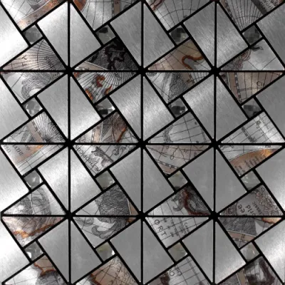 Peel and Stick Tile Backsplash Stick on Kitchen Wall Decor Aluminum Surface Metal Mosaic Wall Sticker