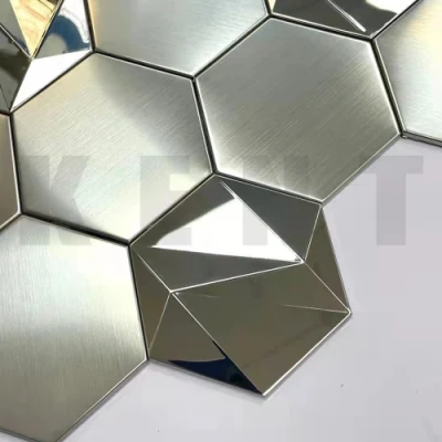 Hexagon Stainless Steel Metal Mosaic Tiles for Wall Decoration