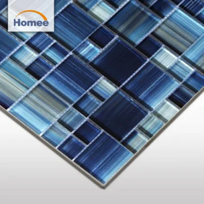 Crystal Hand Painted Swimming Pool Tile Glass Mosaic Navy Blue