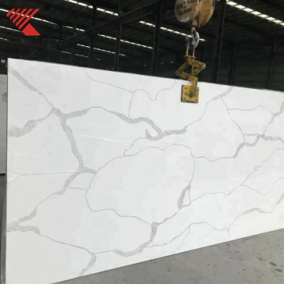 Concise Quartz Stone Tile with Polished Surface for White Vein Floor Tile Bathroom Tile or Kitchen Counter Top