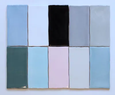 Blue Color Hot Selling 7.5X15cm Green Bathroom Feature Ceramic Wall Tiles