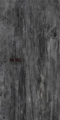 Dark Black Wooden Grain Plank Porcelain Floor and Wall Tile