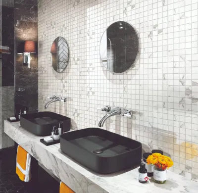 Wholesale China Hallway Design Calacatta Porcelain Mosaic Tile