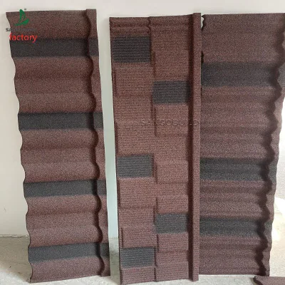 Botswana Aluminum Zinc Sand Coated Steel Corrugated Sheet Stone Coated Metal Roofing Tiles Made in China