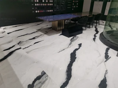 Ultra Extra Panda White Marble Effect Big Size Large Format Tile Porcelain Slab Artificial Sintered Stone for Bathroom Flooring and Wall Decor
