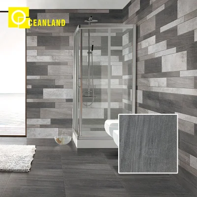 Dark Grey Wood Look Glazed Cement Porcelain Floor Tiles