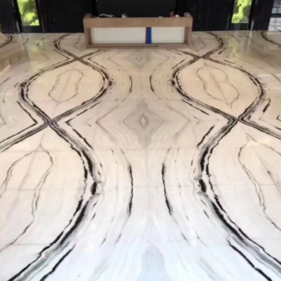 Hot Sale Polished/Panda White Marble Floor Tile for Kitchen/Bathroom/Basement/Apartment/Villa