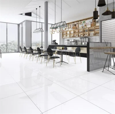 Foshan Pure White Body Polished Tiles 600X600 Porcelain Wall Floor Glazed Rustic Glossy Kitchen Living Room Ceramic Indoor Home Decor Building Material