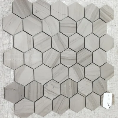Hexagon White Grey Marble Stone Mosaic Tile for Kitchen Backsplash