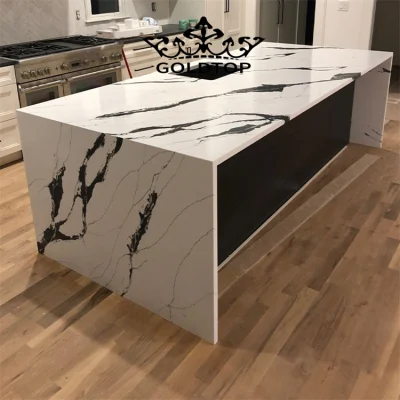 Artificial Marble Look 3200X1600mm Polished Calacatta Prada Quartz Floor Tiles for Kitchen Countertop/Bathroom Vanitytop/Wall/Floor Tiles