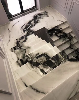 Cheap Chinese Panda Black/White Marble/Stone Bathroom/Wall/Panel Cladding Stone Floor Skirting/Tile
