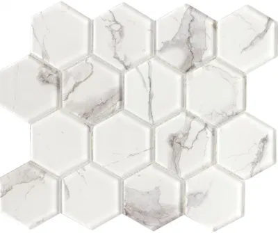 Stocks Available Hexagon Carrara White Glass Building Mosaic Tile for Bathroom Kitchen Wall Mosaic