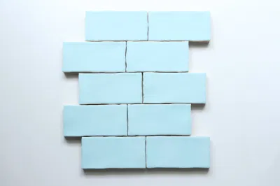 Blue Color Hot Selling 7.5X15cm Green Bathroom Feature Ceramic Wall Tiles