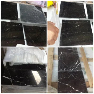 St Laurent Black Grey Marble for Kitchen Floor Wall Tiles