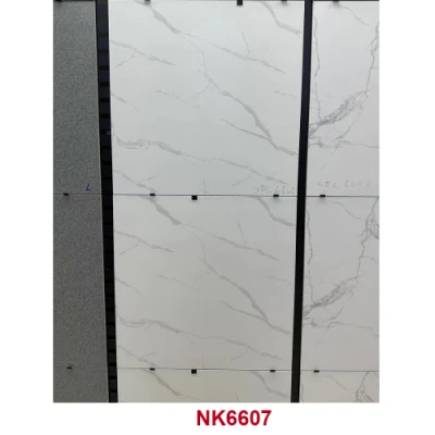 24X24 Marble Look White Color Porcelain Floor Tile Dark Grey Tile