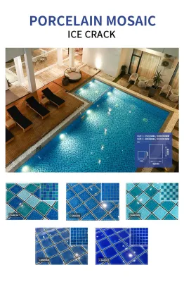 New Design Porcelain Mosaic Swimming Pool Tile Random Irregular Fish Scale Shape Lantern Emerald Green Shade Ceramic Mosaics
