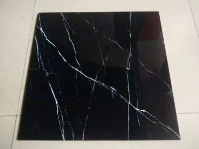 Black White Line Polished Porcelain Floor Tile