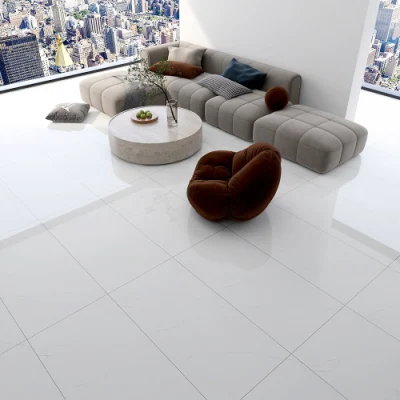 Foshan Living Room Super White Kitchen Marble Look Thin Wall Polished Glazed Porcelain Floor Tiles 60X60 60X120