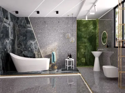 Foshan Company Terrazzo Floor Tile in Blue Color 600X1200mm