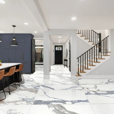 Foshan Ceramic White Glazed Polished Big Marble Look Tile Porcelanato Porcelain Tile