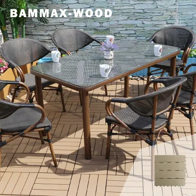 ISO Approved E0 Bammax Cartons Wall Cladding WPC Interlocking Deck Tiles