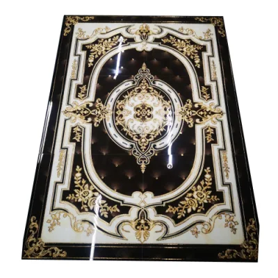 Fashion Design Crystal Surface Polished Decorative Golden Carpet Porcelain Floor Tile with Flower Texture for Villa House Hotel
