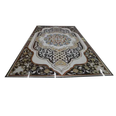 Fashion Design Crystal Surface Polished Decorative Golden Carpet Porcelain Floor Tile with Flower Texture for Villa House Hotel