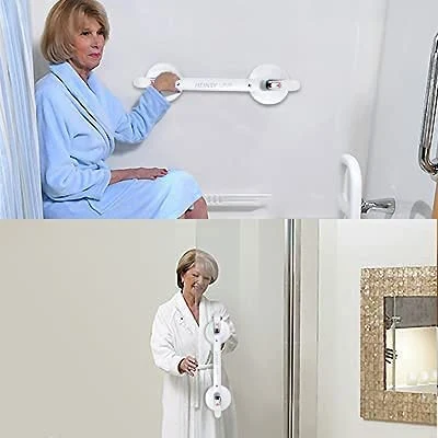 Texinpress Shower Handles Shower Safety Bars Suction for Elderly Seniors Handicap Bath Handles for Tub for Bathroom Walls Gray