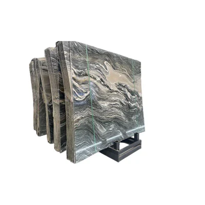Silk Road Villa/Home/Commercial Floor Tiles Black Marble Effect Gold Tiles