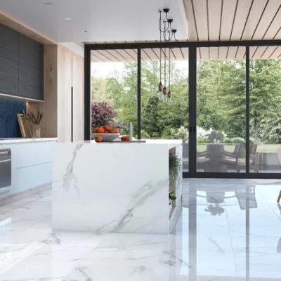 Foshan Ceramic White Glazed Polished Big Marble Look Tile Porcelanato Porcelain Tile
